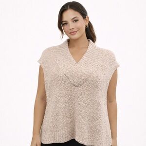 Michael Stars Sweater Vest Size XS Beige Knit Cowl Neck Sleeveless Pullover